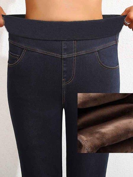 

Plain Casual Tight Jeans, Black-blue, Pants