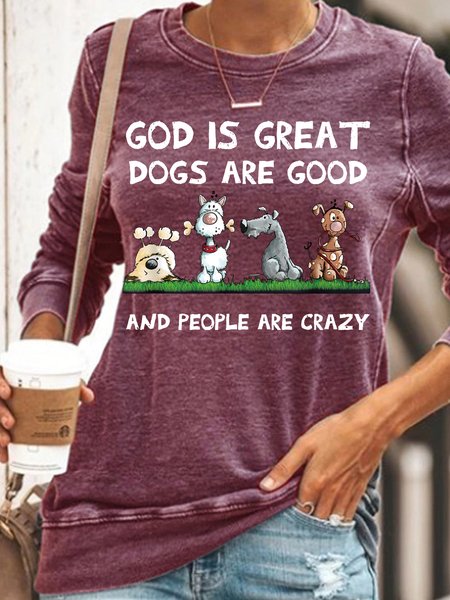 

Women's Funny God Is Great Dogs Are Good And People Are Crazy Sweatshirt, Red, Hoodies&Sweatshirts