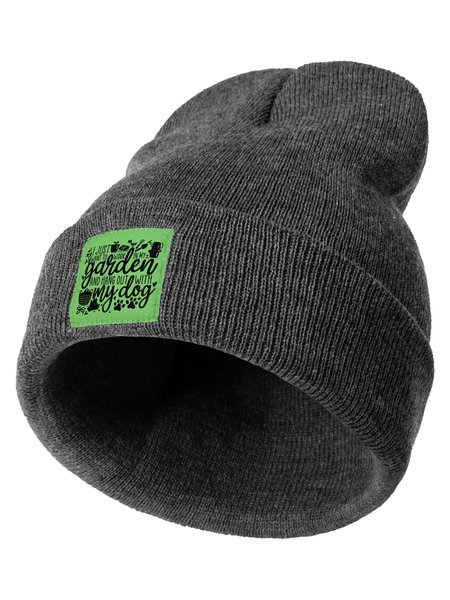 

I Just Want To Work In My Garden With My Dog Plant Graphic Beanie Hat, Gray, Hats