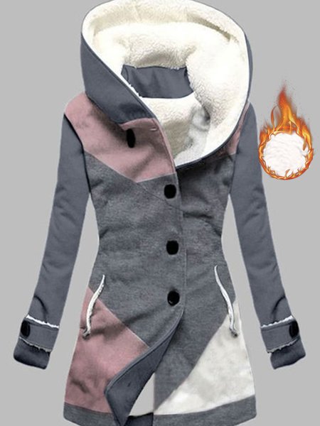 

Casual Color Block Cross Neck Teddy Jacket, Multicolor, Outerwear