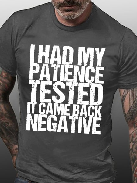 

Women Funny Quotes I Had My Patience Tested It Came Back Negative Text Letters T-Shirt, Deep gray, T-shirts