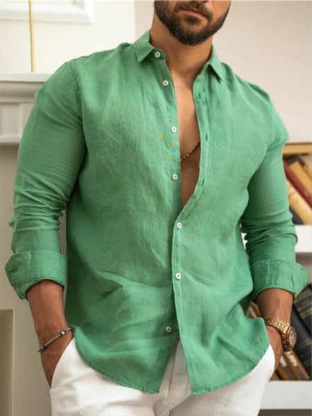 

Plain Cotton Long Sleeve Shirt., As picture, Long Sleeve Shirts