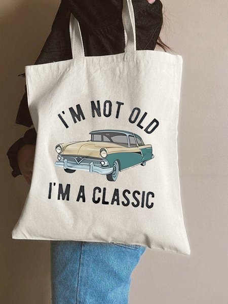 

I'm Not Old I'm A Classic Graphic Shopping Tote, White, Bags