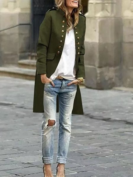 

Regular Fit Urban Plain Long Sleeve Jacket, Green, Jackets