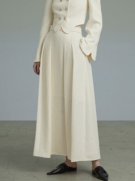 

Regular Fit Elegant Plain Mid Waist Skirt, Apricot, Skirts