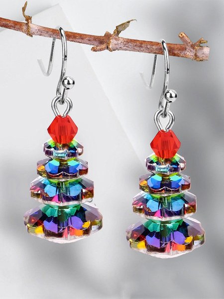 

Christmas Colorful Crystal Tree Beaded Party Earrings, As picture, Earrings