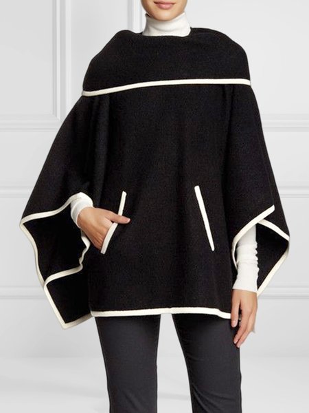 

Shawl Collar Casual Plain Loosen Sweater, Black, Pullovers