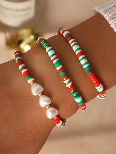 

Christmas Flake Beaded Pearl Multilayer Bracelet Christmas Party Jewelry, As picture, Bracelets & Anklets