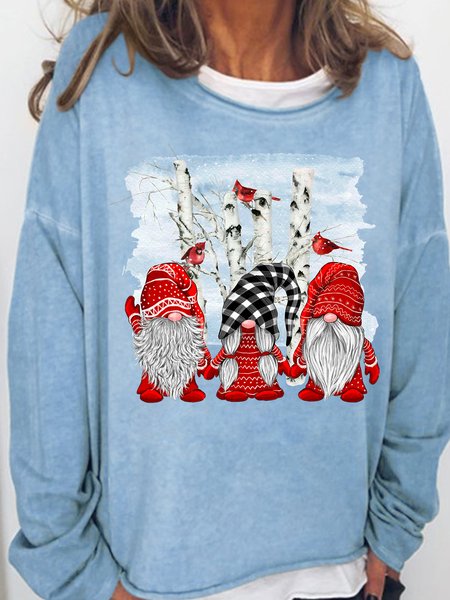 

Womens Christmas Gnomes Bird Casual Sweatshirt, Light blue, Hoodies&Sweatshirts