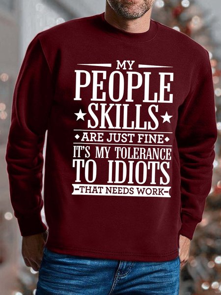 

Men It’s My Tolerance To Idiots That Needs Work Text Letters Sweatshirt, Red, Hoodies&Sweatshirts