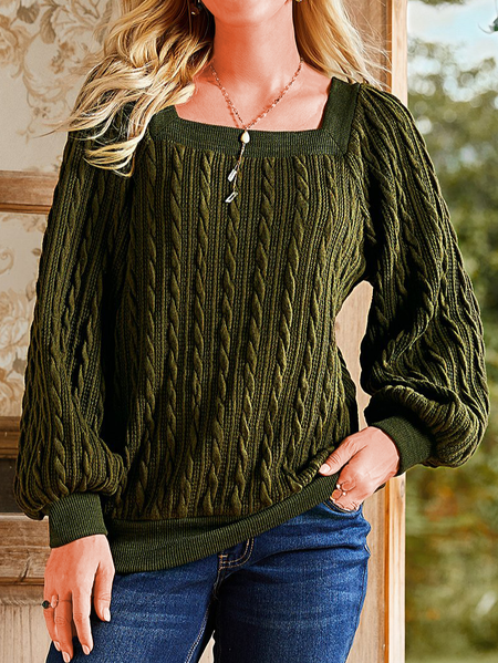 

Plain Square Neck Loose Sweatshirts, Green, Sweatshirts & Hoodies