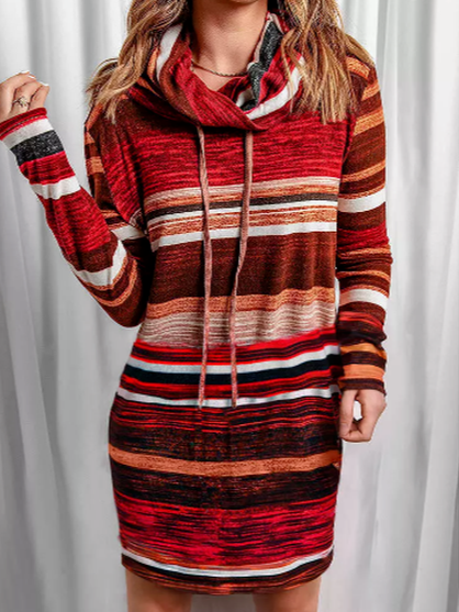 

Loose Casual Stand Collar Dresses, Multicolor, Mini Dresses