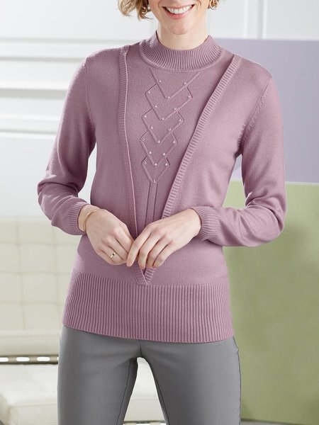 

Casual Plain Sweater, Dark pink, Sweaters