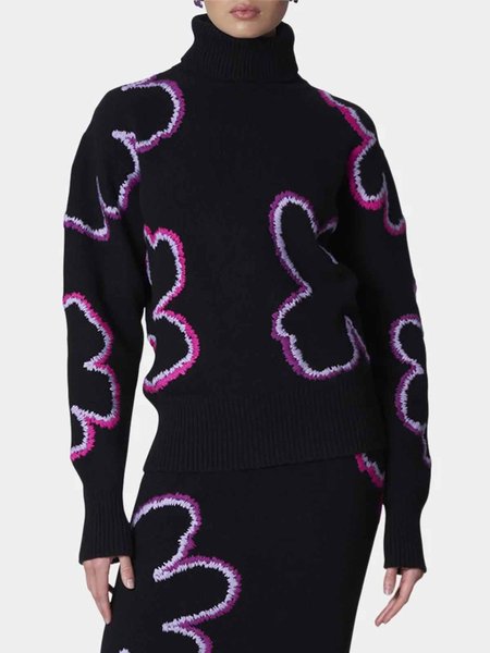 

Elegant Long sleeve Regular Fit Elegant Daily Sweater, Black, Pullovers