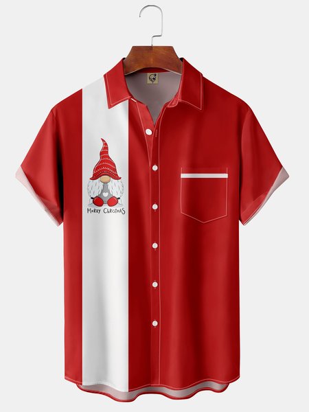 

Ugly Christmas Chest Pocket Short Sleeve Shirt, Red, Men Shirts