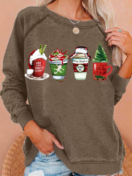 

Women Christmas Coffee Letters Crew Neck Sweatshirts, Hoodies&Sweatshirts