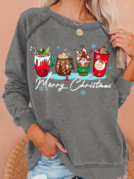 

Womens Marry Christmas Coffee Casual Sweatshirts, Gray, Hoodies&Sweatshirts
