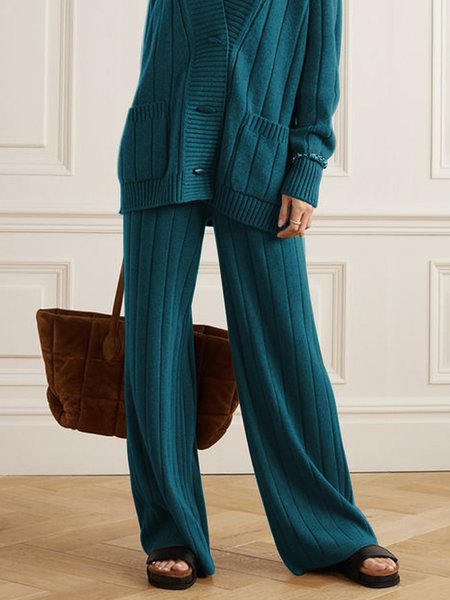 

Mid Waist Casual Loose Fashion Pants, Blue, Pants
