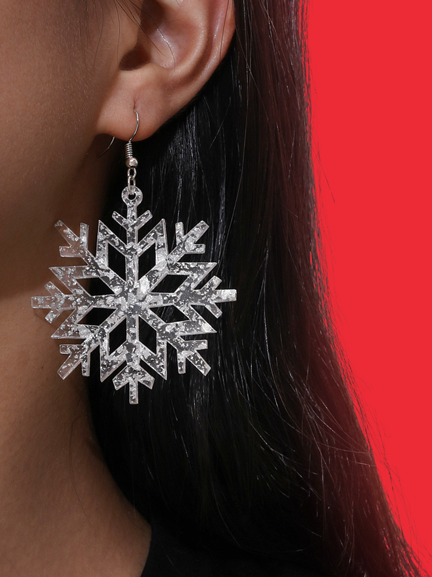

Christmas Clear Snowflake Acrylic Earrings Snowflake Pattern Earrings, White, Earrings