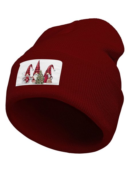 

Christmas Gnome Christmas Graphic Beanie Hat, Wine red, Hats