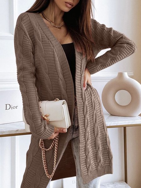 

Wool Others Casual Sweater Coat, Brown, Outerwear