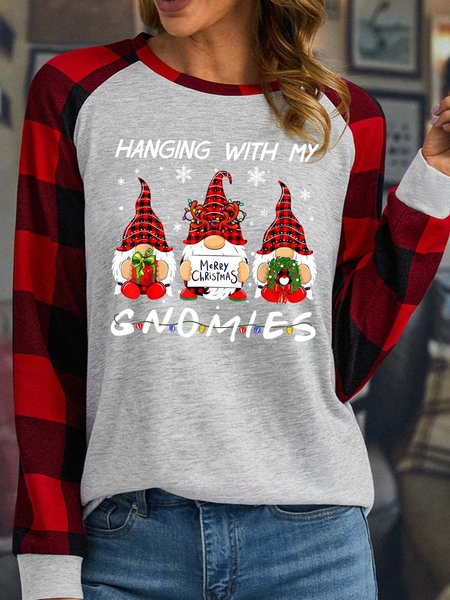 

Women Hanging With My Gnomies Merry Christmas Loose Christmas Top, Light gray, Long sleeves