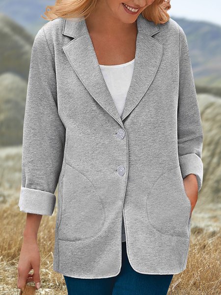 

Casual Plain Lapel Collar Blazer, Gray, Blazers