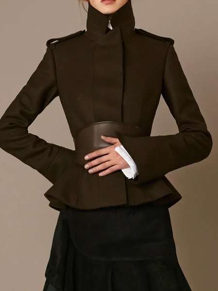 

Plain Urban Regular Fit Long Sleeve Jacket, Army green, Jackets