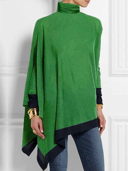 

Long sleeve Color Block Regular Fit Simple T-Shirt, Green, Tees