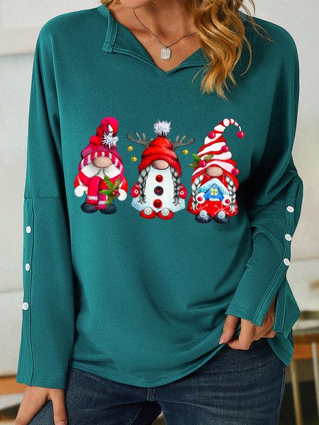 

Women Christmas Gnomes V Neck Simple Sweatshirts, Green, Hoodies&Sweatshirts