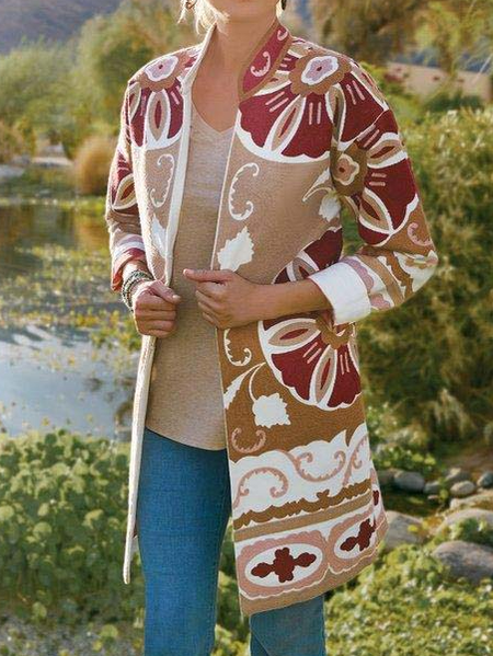 

Ethnic Loose Casual Sweater Coat, Multicolor, Cardigans