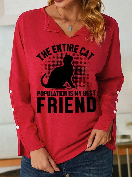 

The Entire Cat Population Is My Best Friend Women's Sweatshirt, Red, Hoodies&Sweatshirts