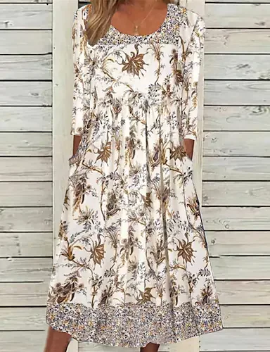 

Casual Crew Neck Dress, Multicolor, Dresses