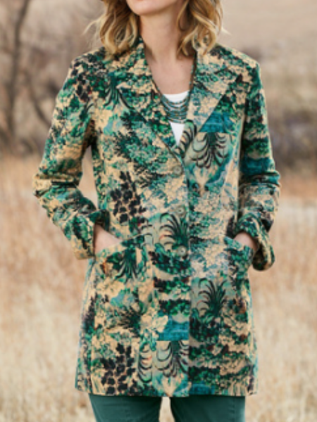 

Casual Shawl Collar Floral Regular Fit Blazer, Green, Blazers