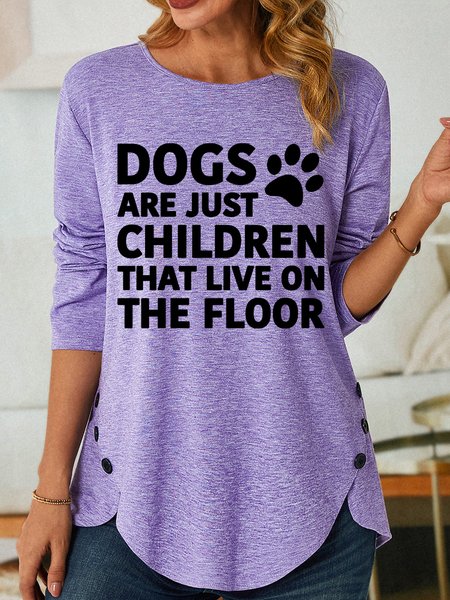 

Lilicloth X Yuna Dogs Are Just Children That Live On The Floor Women's Long Sleeve T-Shirt, Purple, Long sleeves