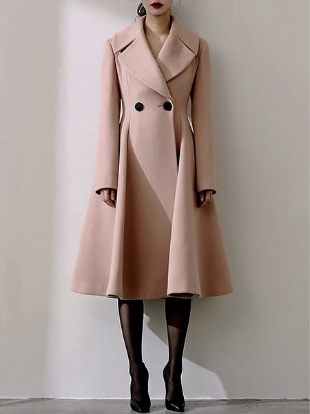 

Long sleeve Regular Fit Plain Lapel Collar Overcoat, Dusty pink, Coats