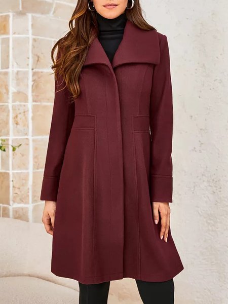 

Shawl Collar Casual Regular Fit Overcoat, Red, Coats