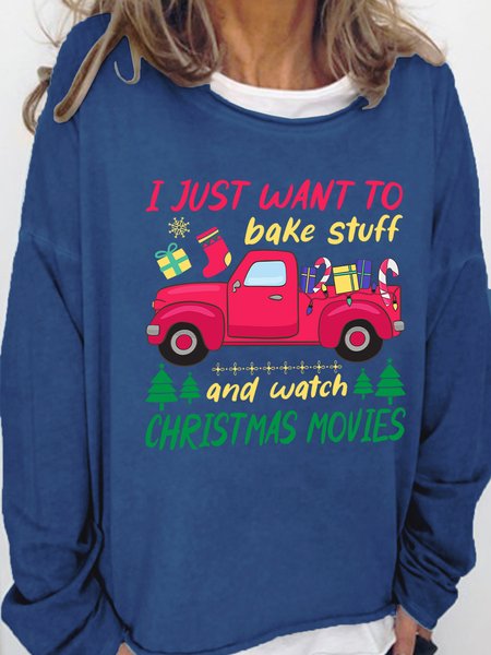 

Lilicloth X Jessanjony I Just Want To Bake Stuff And Watch Christmas Moive Women's Christmas Sweatshirt, Deep blue, Hoodies&Sweatshirts