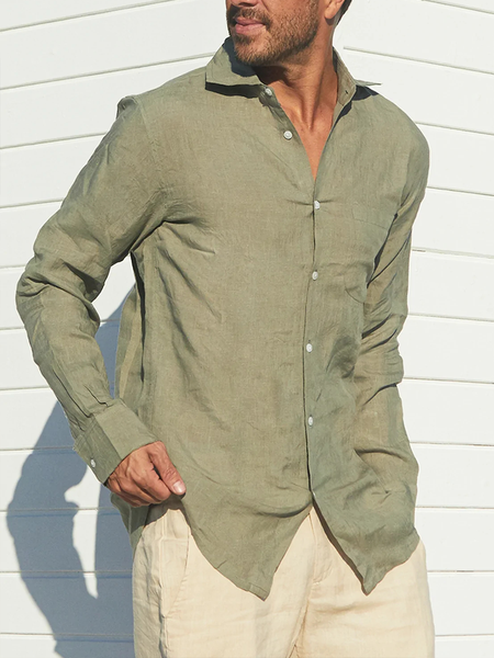 

Plain Cotton Long Sleeve Shirt., As picture, Long Sleeve Shirts