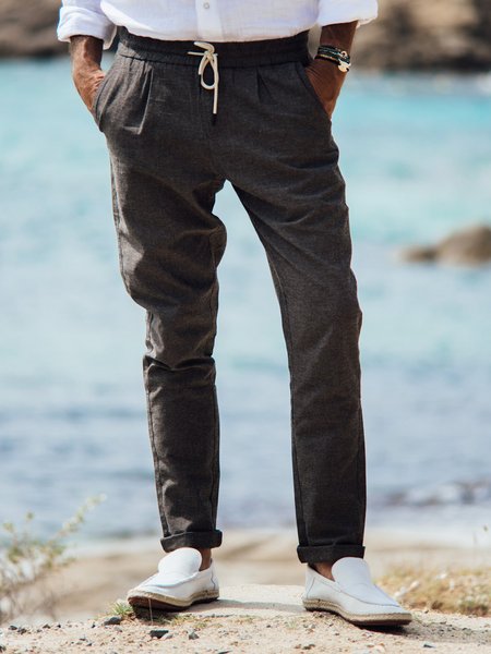 

Elastic-Waist Pants, Deep gray, Men's pants
