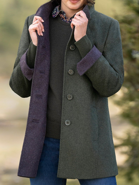 

Casual Regular Fit Shawl Collar Overcoat, Green, Coats