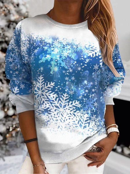 

Loose Crew Neck Christmas Sweatshirt, Blue, Sweatshirts & Hoodies