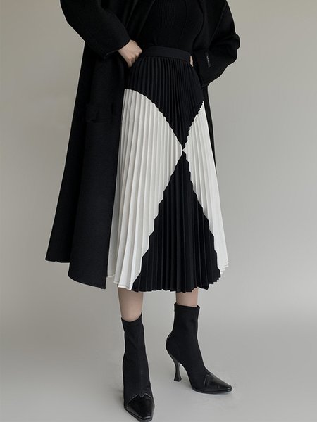 

Urban Regular Fit Color Block Skirt, Black-white, Skirts
