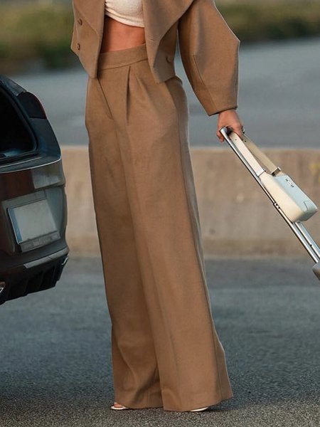 

Urban Regular Fit Plain Fashion Pants, Khaki, Pants