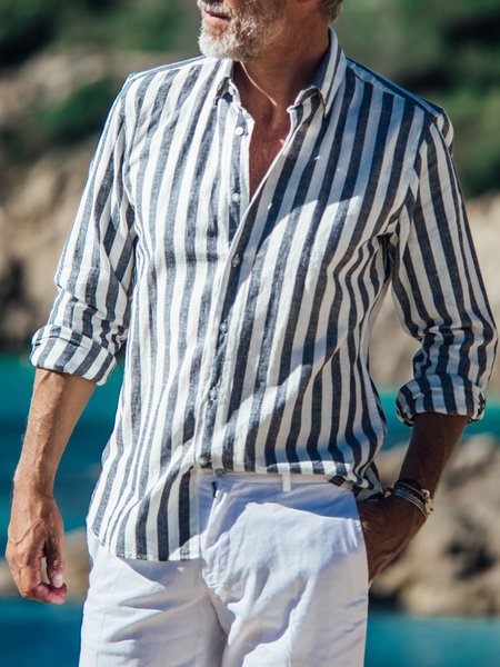 

Striped Long Sleeve Shirt, Gray, Long Sleeve Shirts
