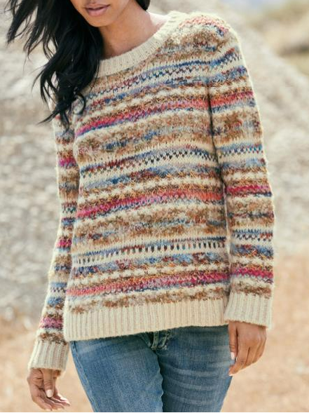 

Casual Color Block Striped Sweater, Multicolor, Sweaters