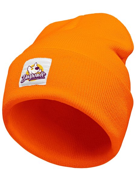 

Dog Power Animal Graphic Beanie Hat, Orange, Hats