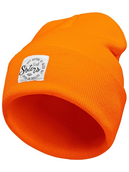 

Sister Soul Not Sister By Blood But Sister By Heart Family Text Letter Beanie Hat, Orange, Hats