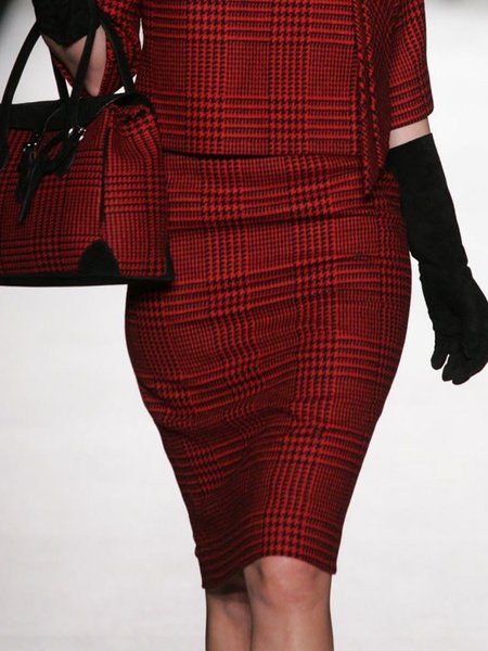 

Elegant Regular Fit Plaid Skirt, Red, Skirts