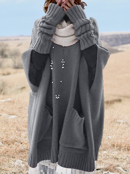 

Casual Turtleneck Regular Fit Dresses, Gray, Dresses